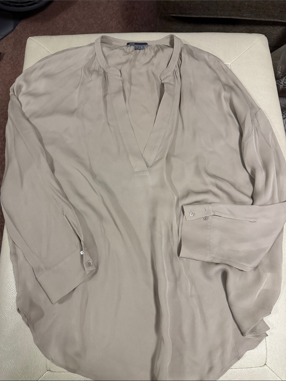 Vince Soft Taupe Silk Blouse - Picture 3 of 5